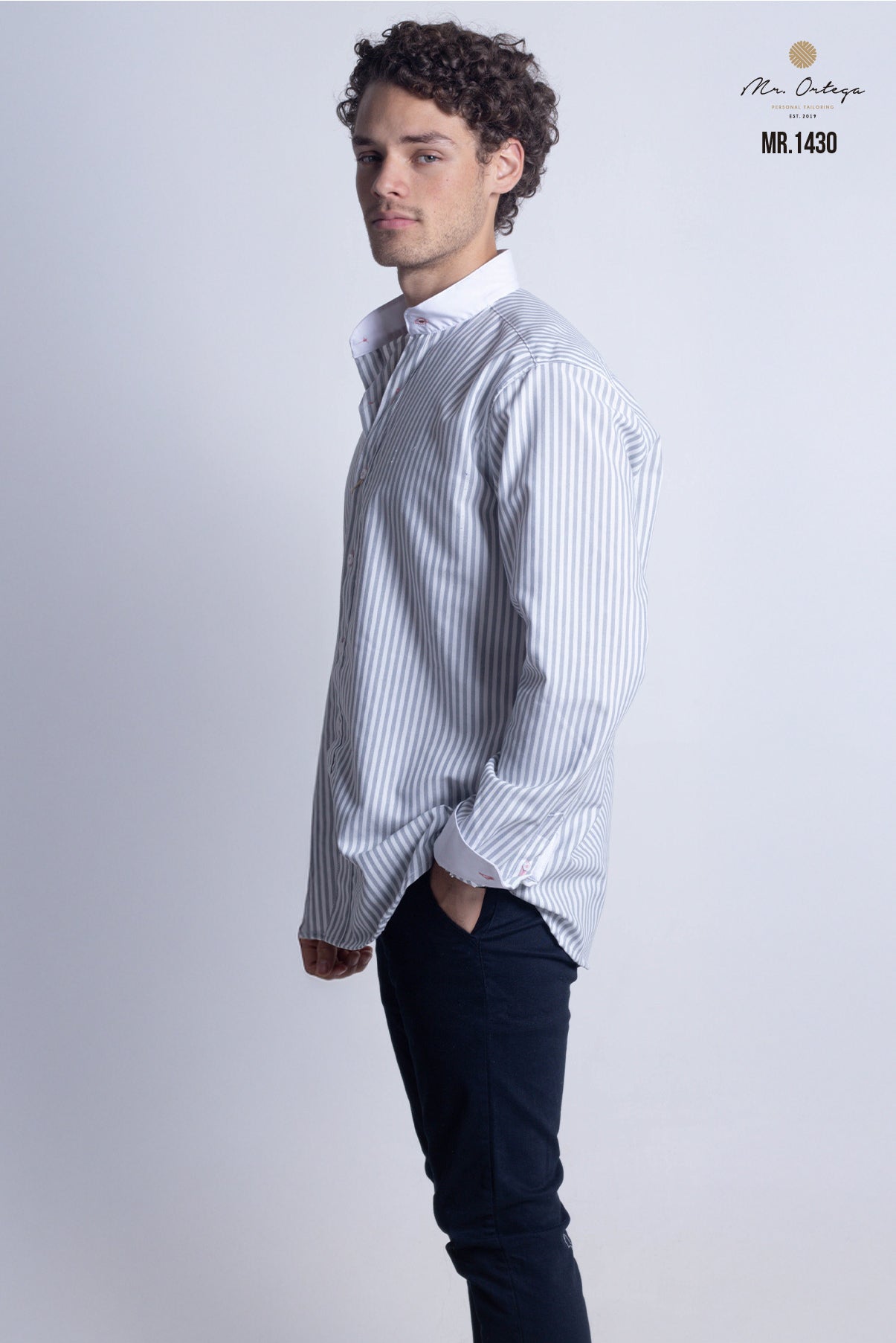 CAMISA RAYAS GRIS Y BLANCO