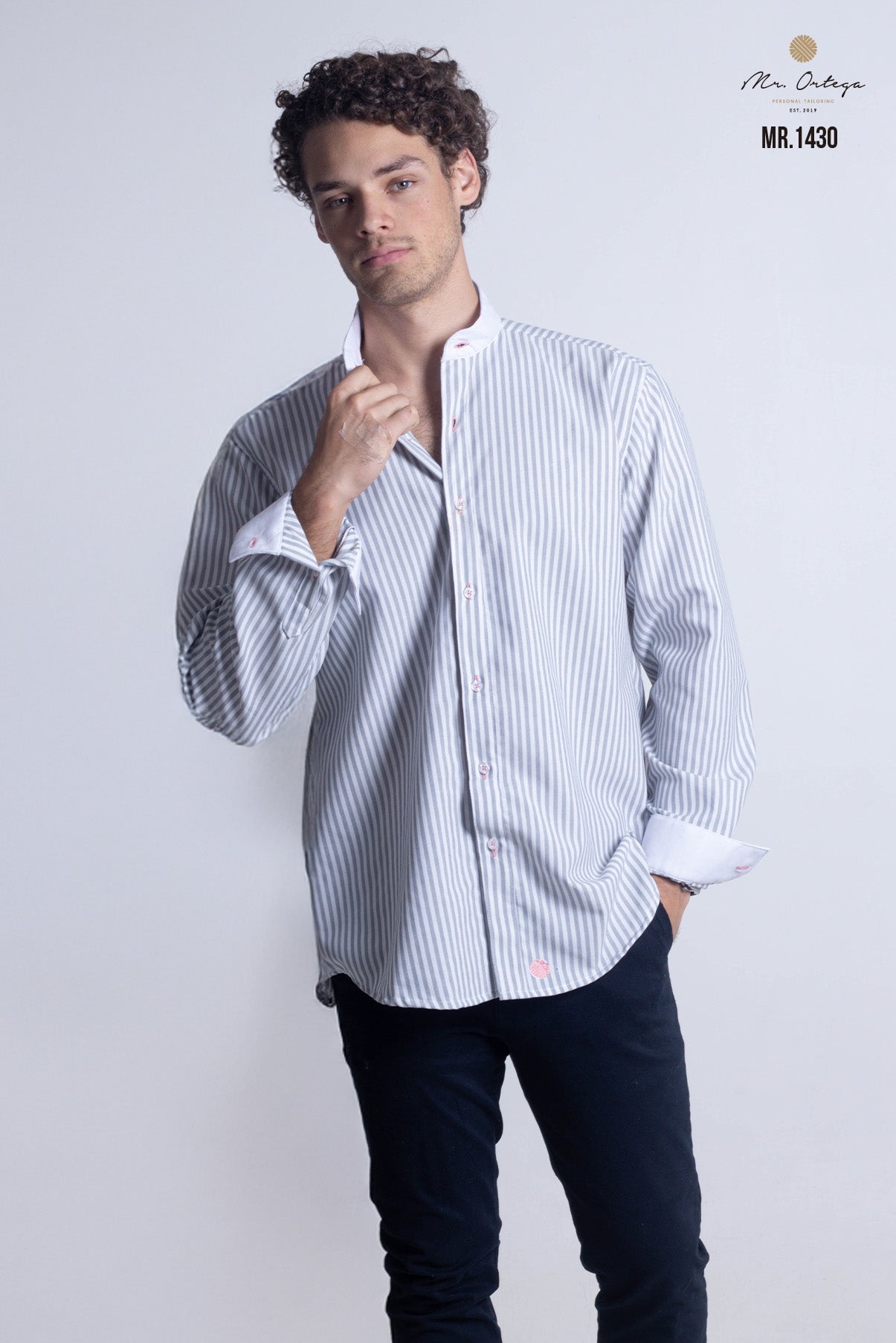 CAMISA RAYAS GRIS Y BLANCO