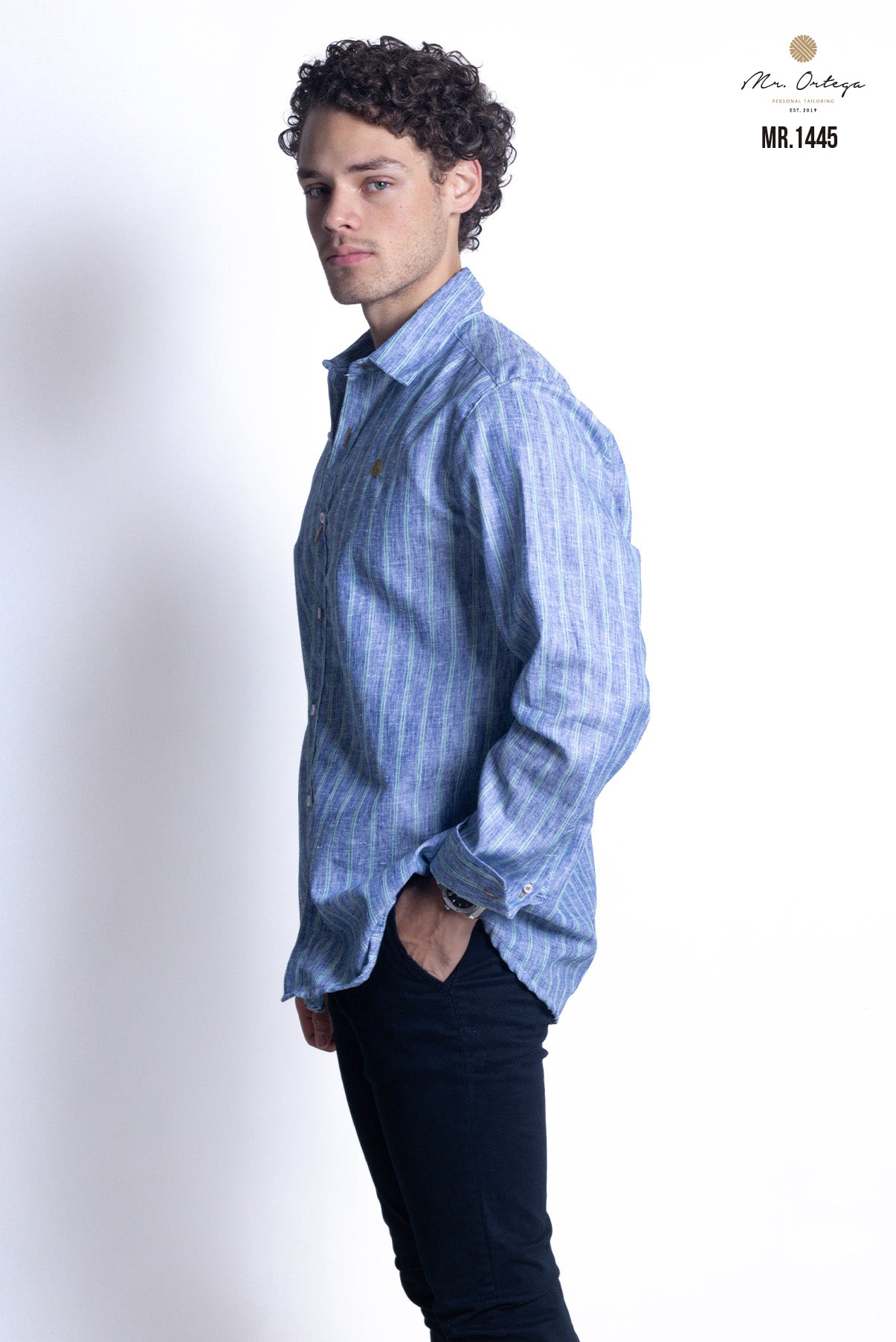 CAMISA RAYAS AZUL MARINO Y VERDE