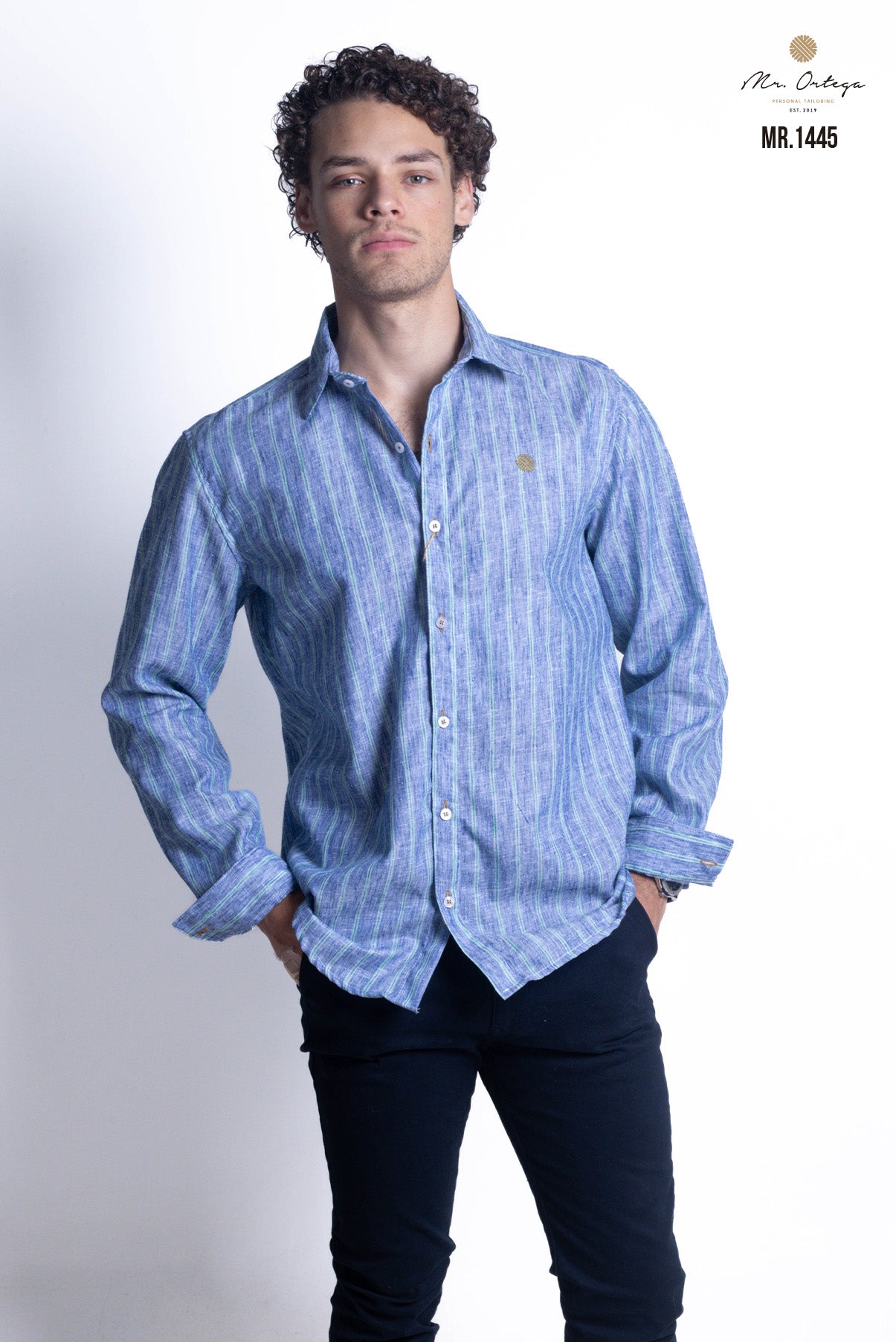 CAMISA RAYAS AZUL MARINO Y VERDE