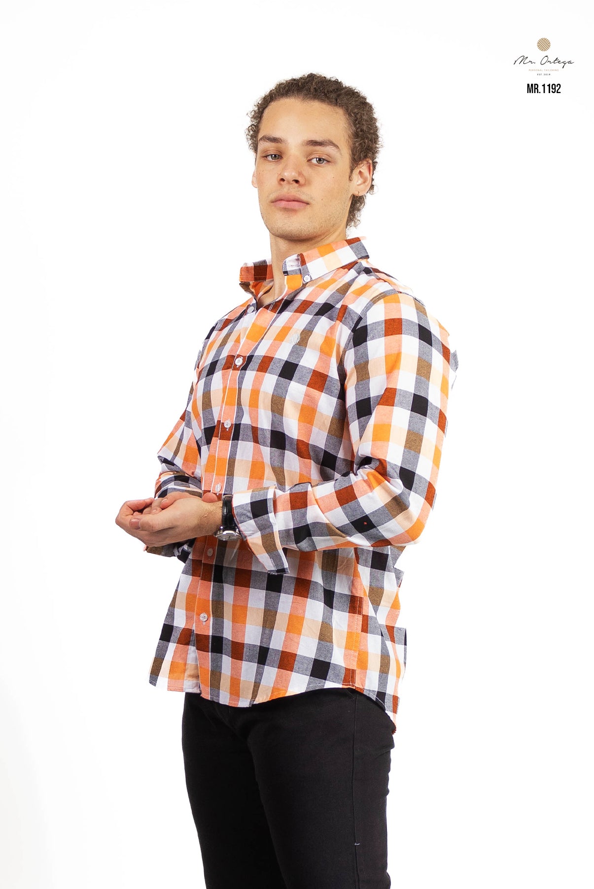 CAMISA CUADROS NARANJA / BLANCO