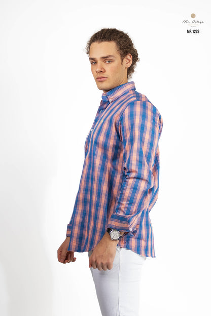 CAMISA CUADROS AZUL / ROSA