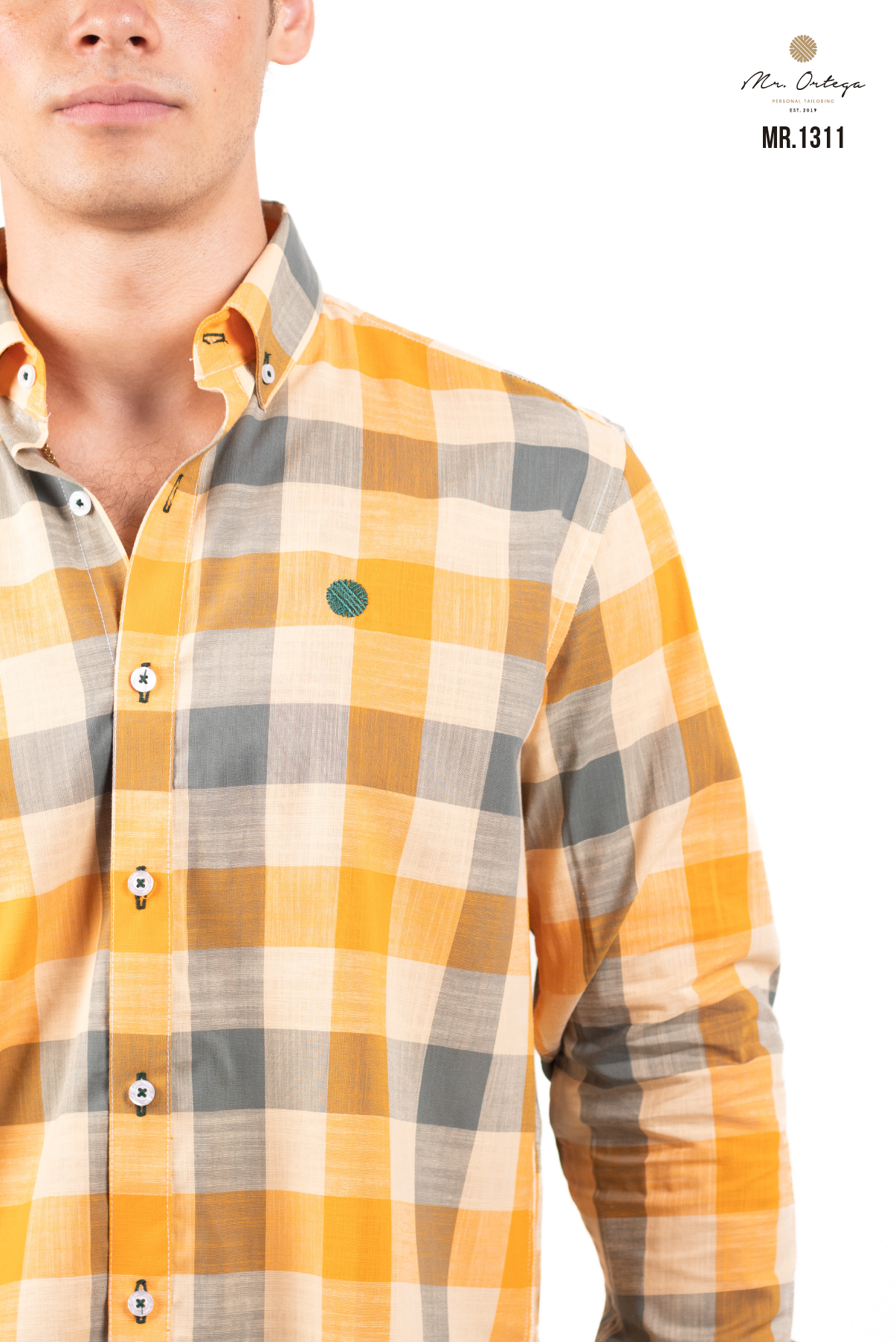 CAMISA CUADROS NARANJA / VERDE OSCURO Y NARANJA CLARO