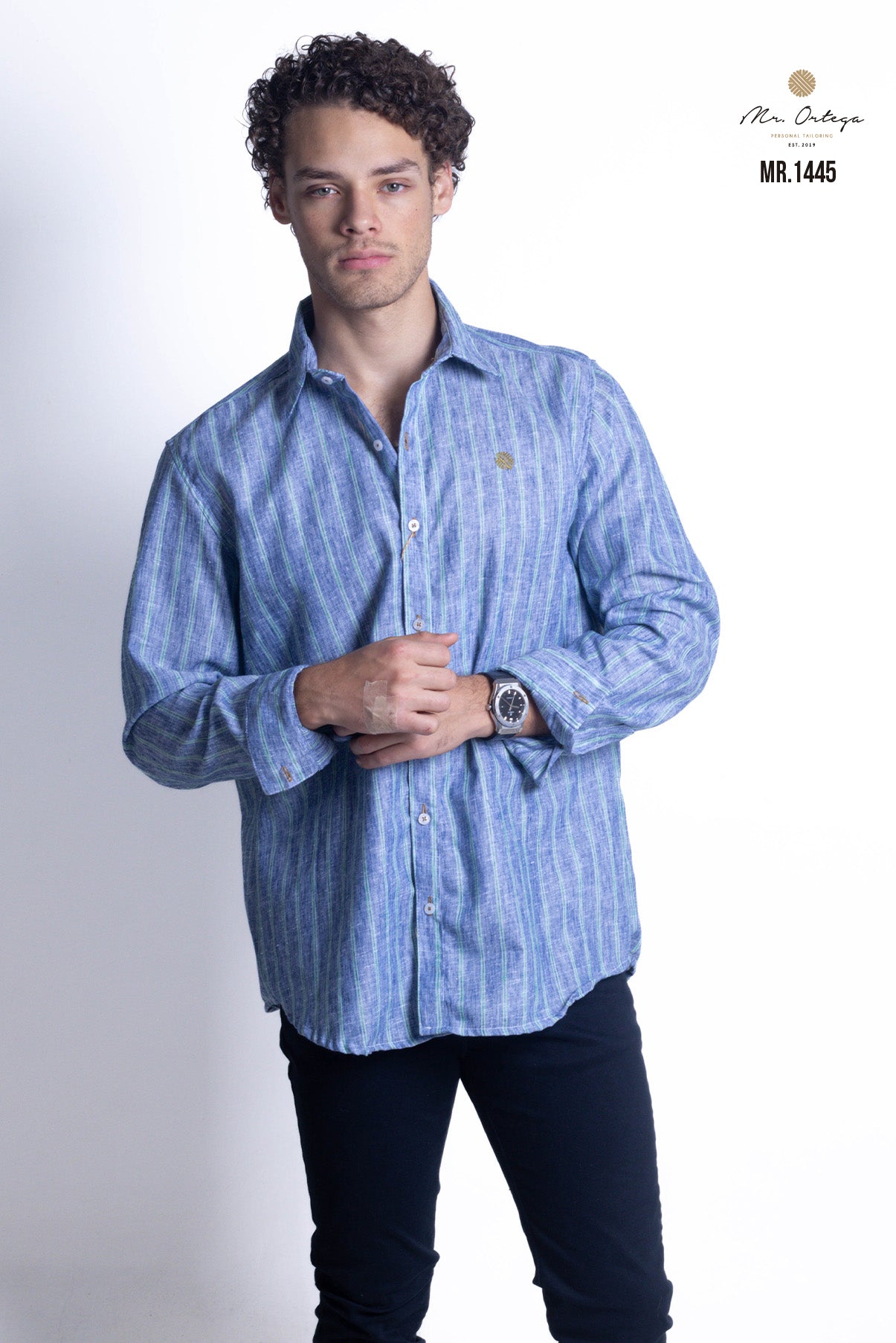 CAMISA RAYAS AZUL MARINO Y VERDE