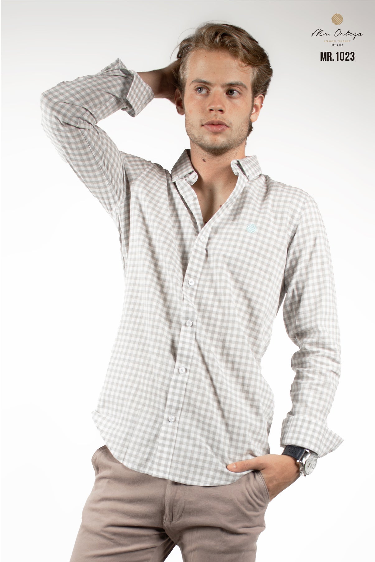 CAMISA CUADROS GRIS CLARO